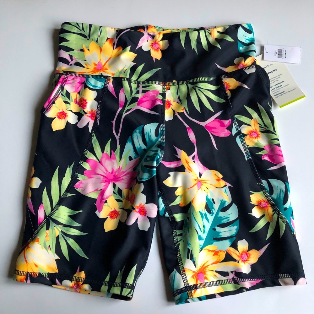 NEW Biker Shorts High Waisted PowerSoft Side Pocket Girl’s XL OLD NAVY - Picture 1 of 16